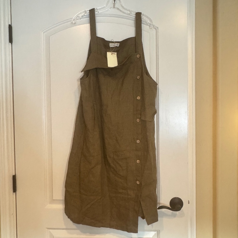 NWT. Grae Cove. Linen Pinafore Dress. Size XL